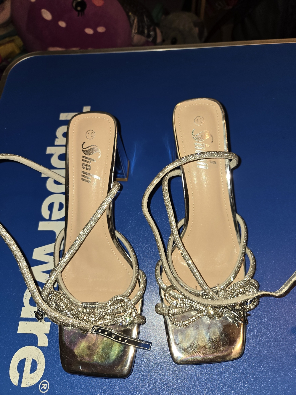Sleek Silver Strappy Heels with Rhinestone Wrap